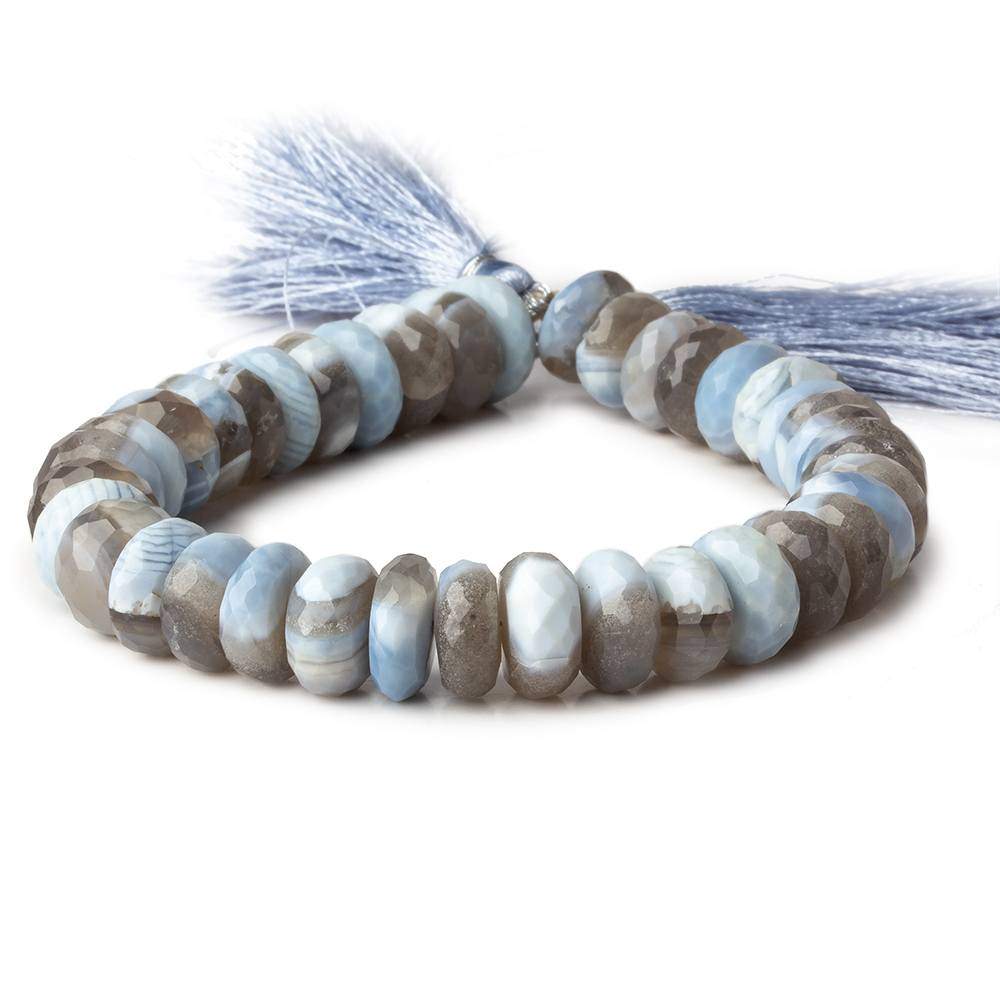 10-10.5mm Denim Blue Owyhee Opal faceted rondelle beads 8 inch 39 pieces