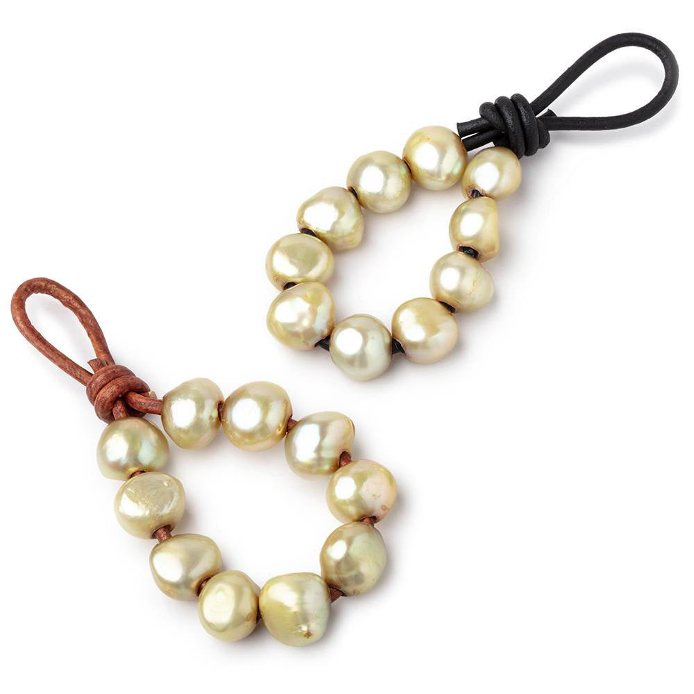 10-11.5mm Lemon Grass Large Hole Baroque Pearls Set of 11