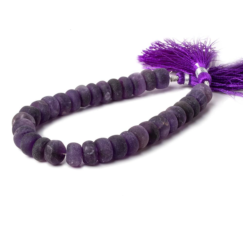 10-11mm Matte Amethyst plain rondelles 7.5 inch 30 beads A