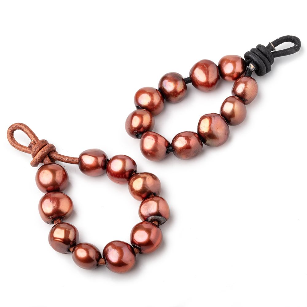 10-11mm Paprika Brown Large Hole Baroque Pearls Set of 10