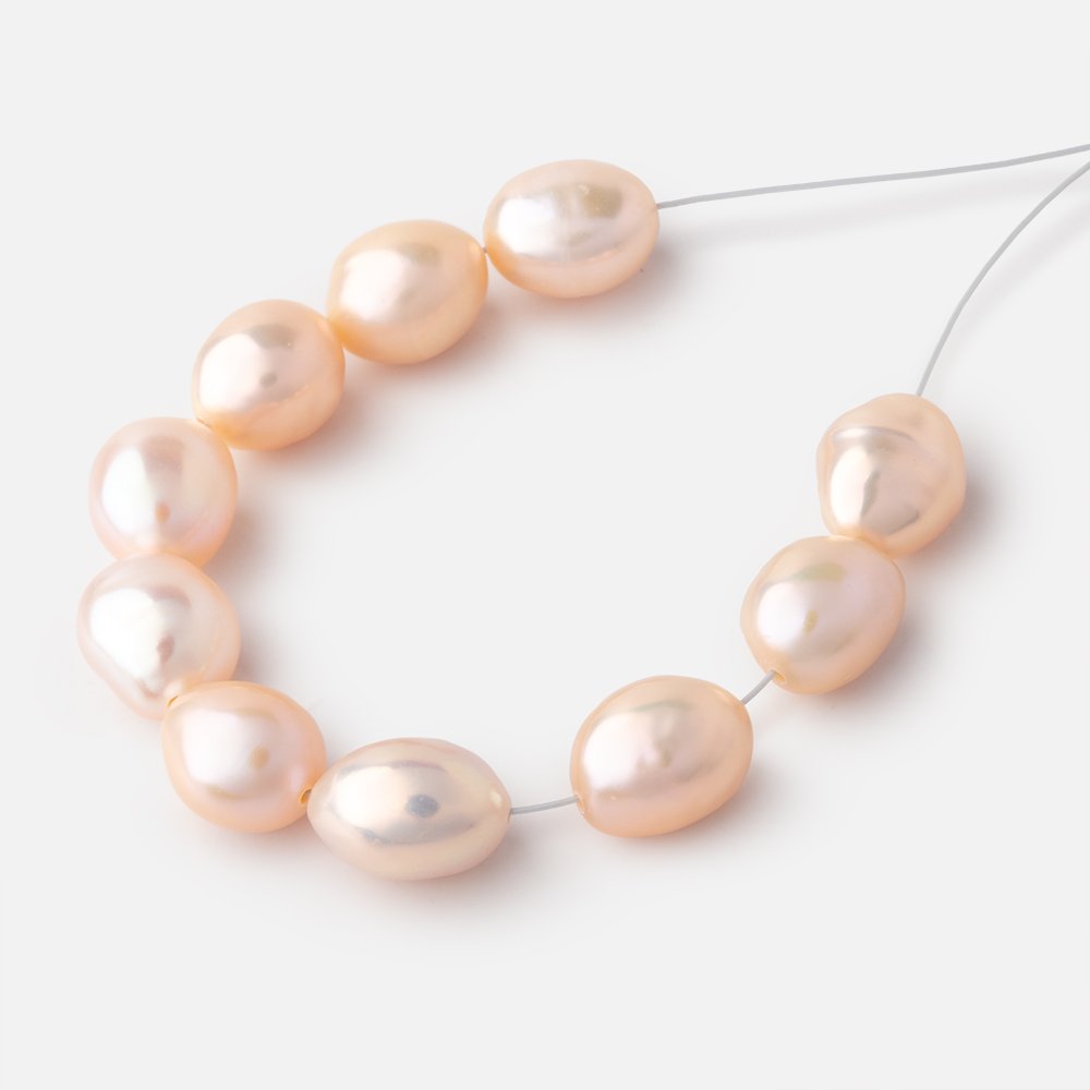 10-11mm Peach Baroque Freshwater Pearl Set of 10 Beads
