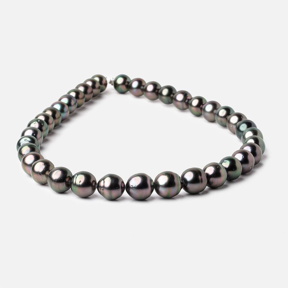 10-11mm Peacock Tahitian Round Saltwater Pearls 16 inch 36 pieces AA