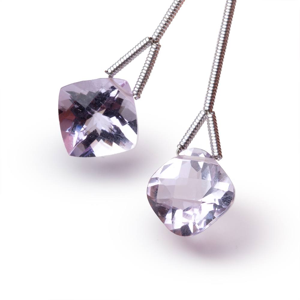 10-11mm Pink Amethyst Pavilion Faceted Cushion Set of 2 Focals AAA