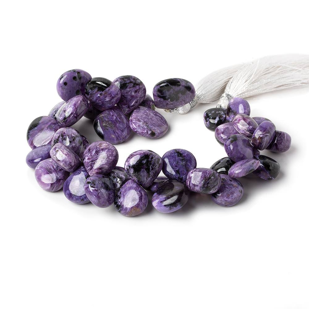 10-12mm Charoite plain heart beads 8 inch 41 pieces A