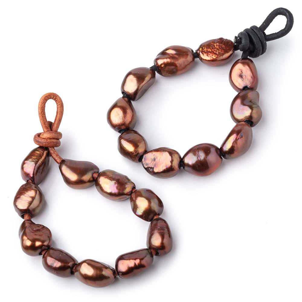 10-12mm Cinnamon Brown Large Hole Baroque Pearls Set of 10