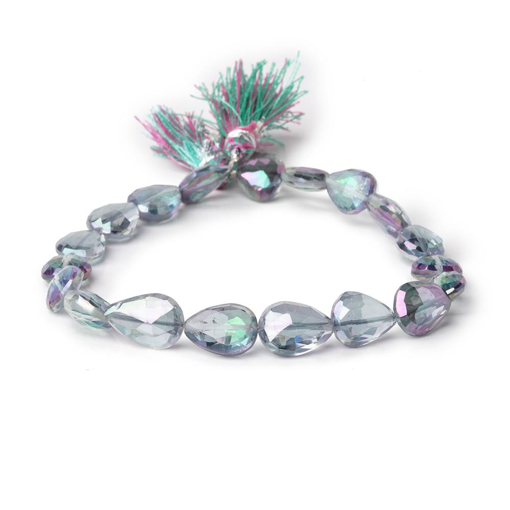 10-12mm Mystic White Topaz Straight Drill Faceted Pears 9 inch 19 Beads