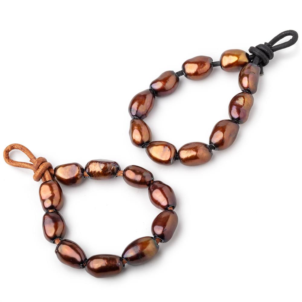 10-12mm Reddish Brown Large Hole Baroque Pearls Set of 10