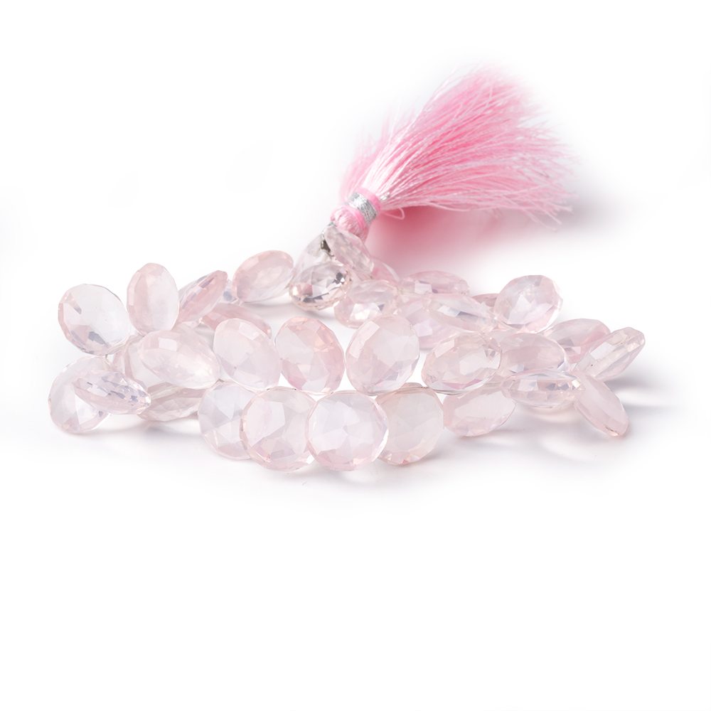 10-13mm Rose Quartz Top Drilled Faceted Coins 8.5 inch 40 Beads
