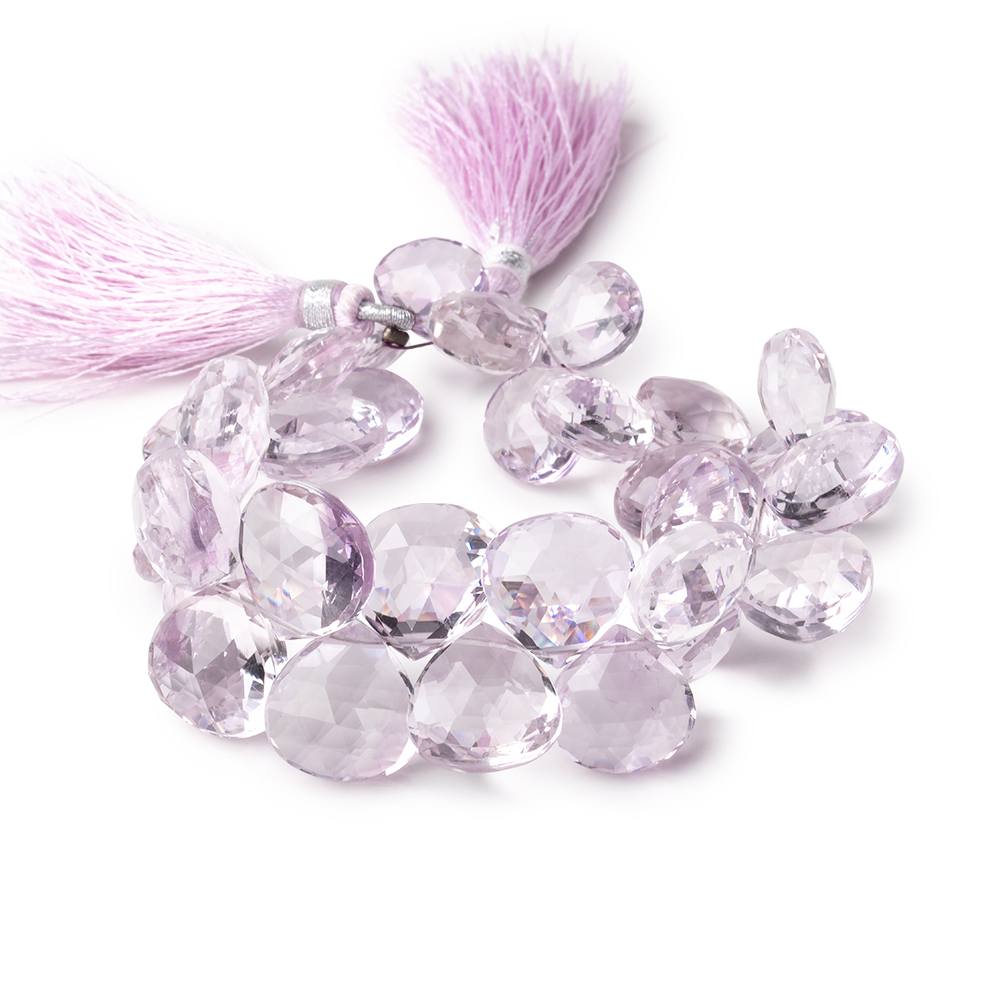 10-14.5mm Pink Amethyst Faceted Heart Beads 8 inch 33 pieces