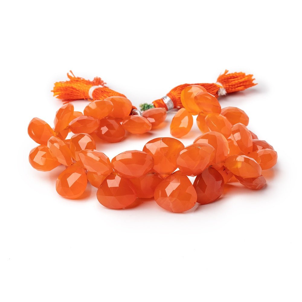10-14mm Carnelian Faceted Heart Beads 8 inch 43 pieces