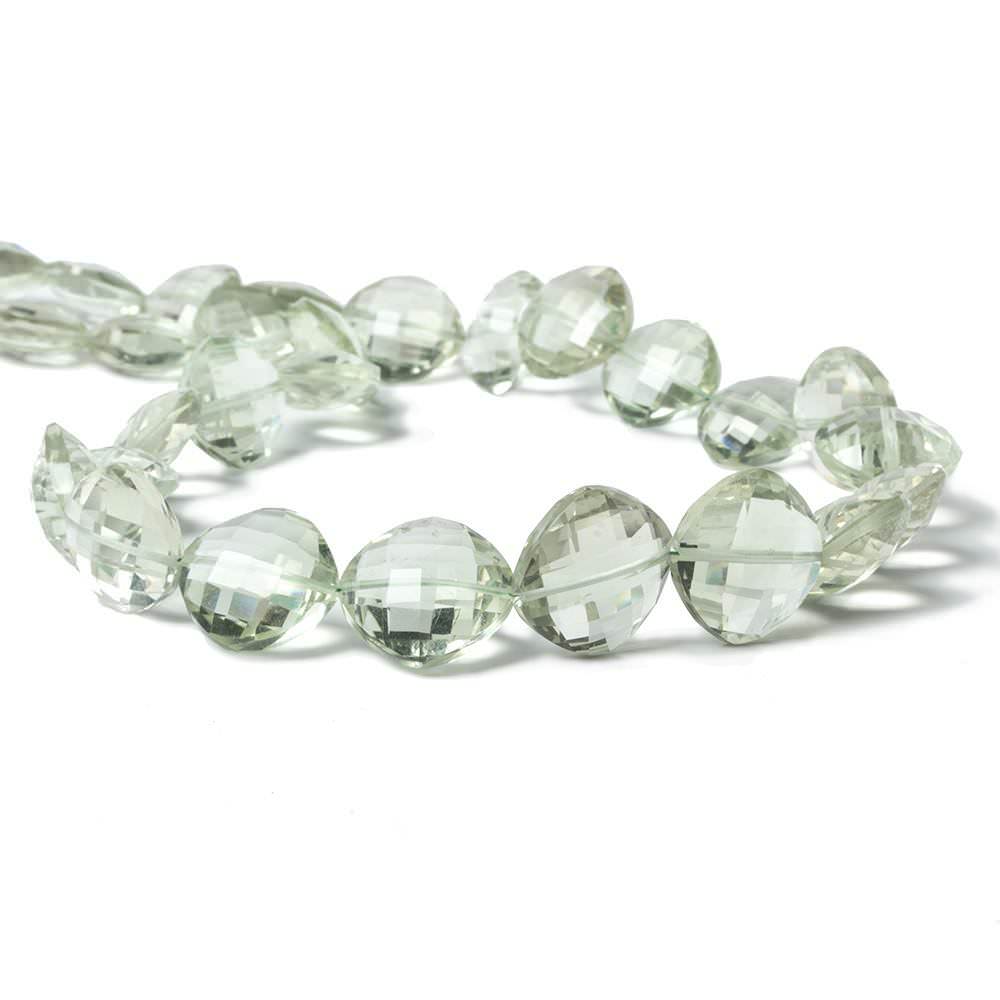 10 -15mm Prasiolite Faceted Pillow Beads 16 inch 32 pieces