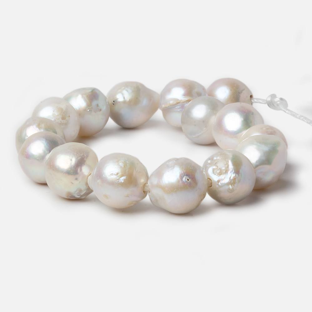 10.5-13mm Off White Baroque Large Hole pearls 8 inch 14 pieces