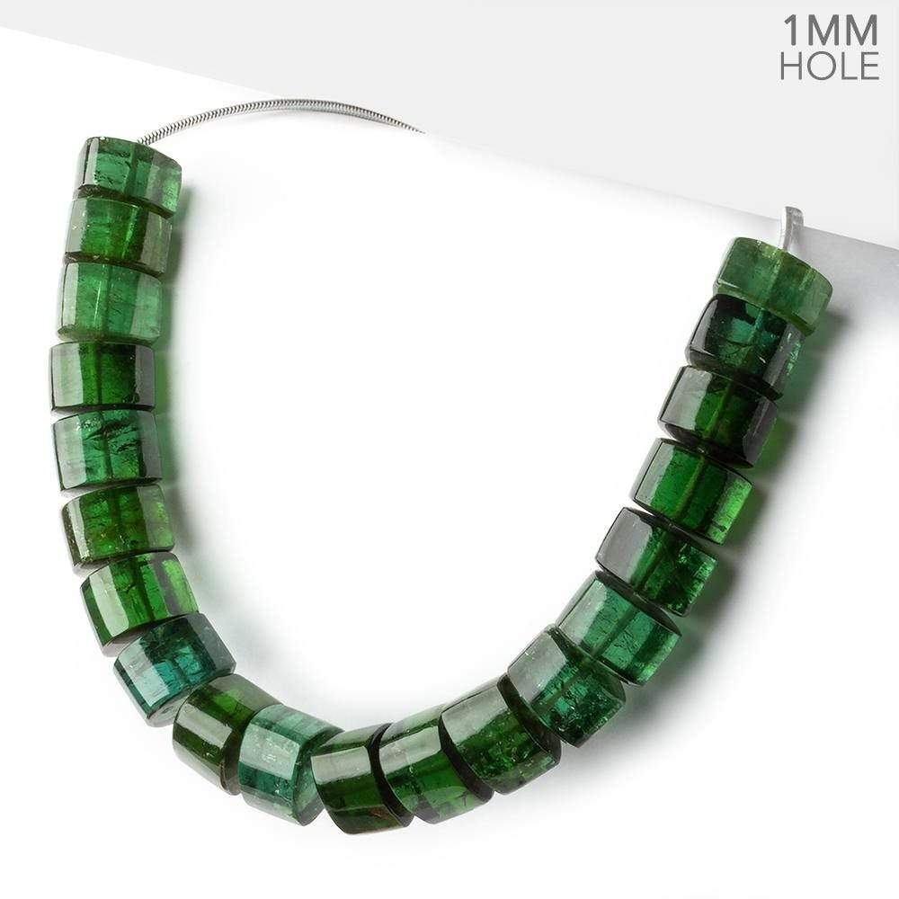 10.5mm Green Tourmaline 1mm hole Center Drilled Plain Trillions 5.75 inch 20 beads AAA+