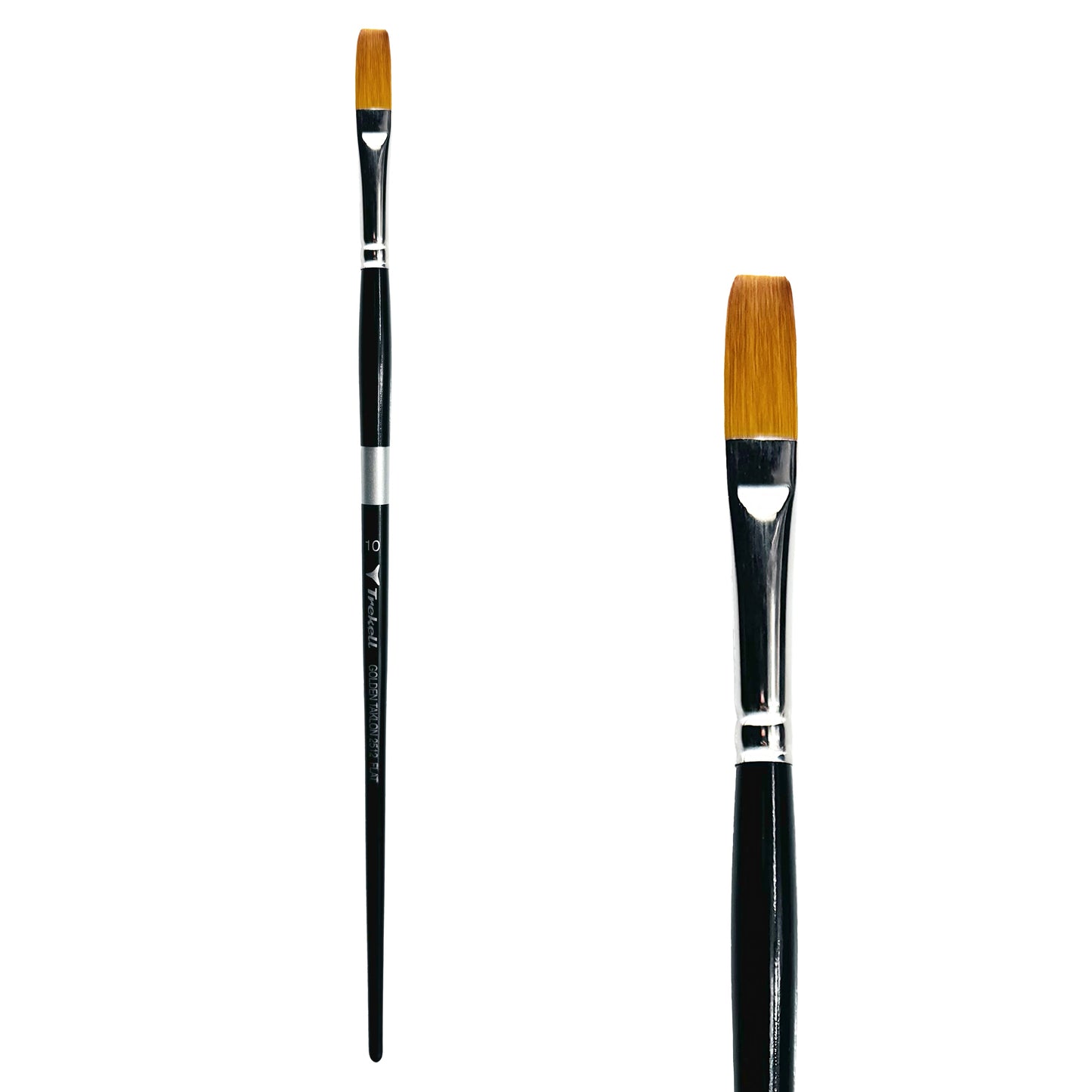 Trekell Golden Taklon Long Handle Artist Brush - Size #10 Flat