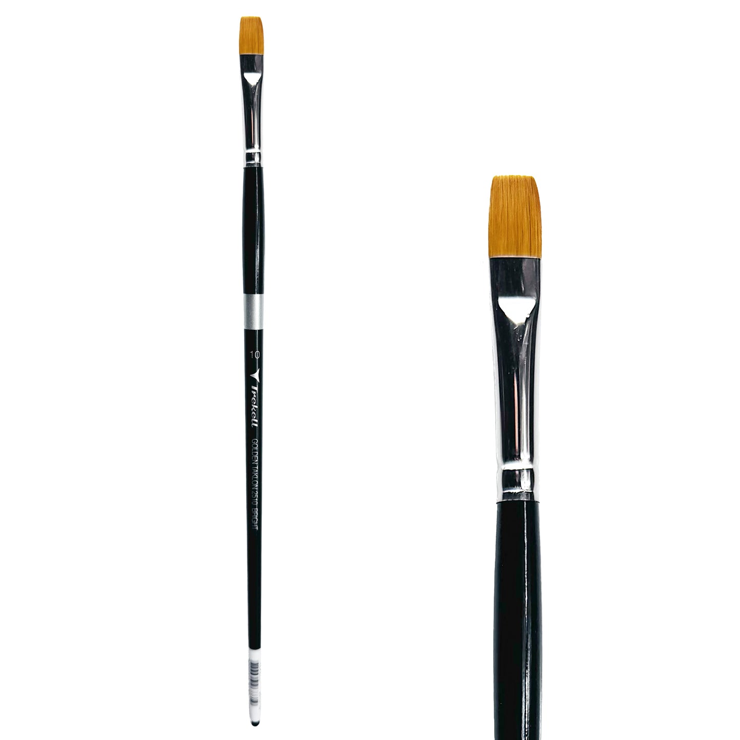 Trekell Golden Taklon Long Handle Artist Brush - Size #10 Bright