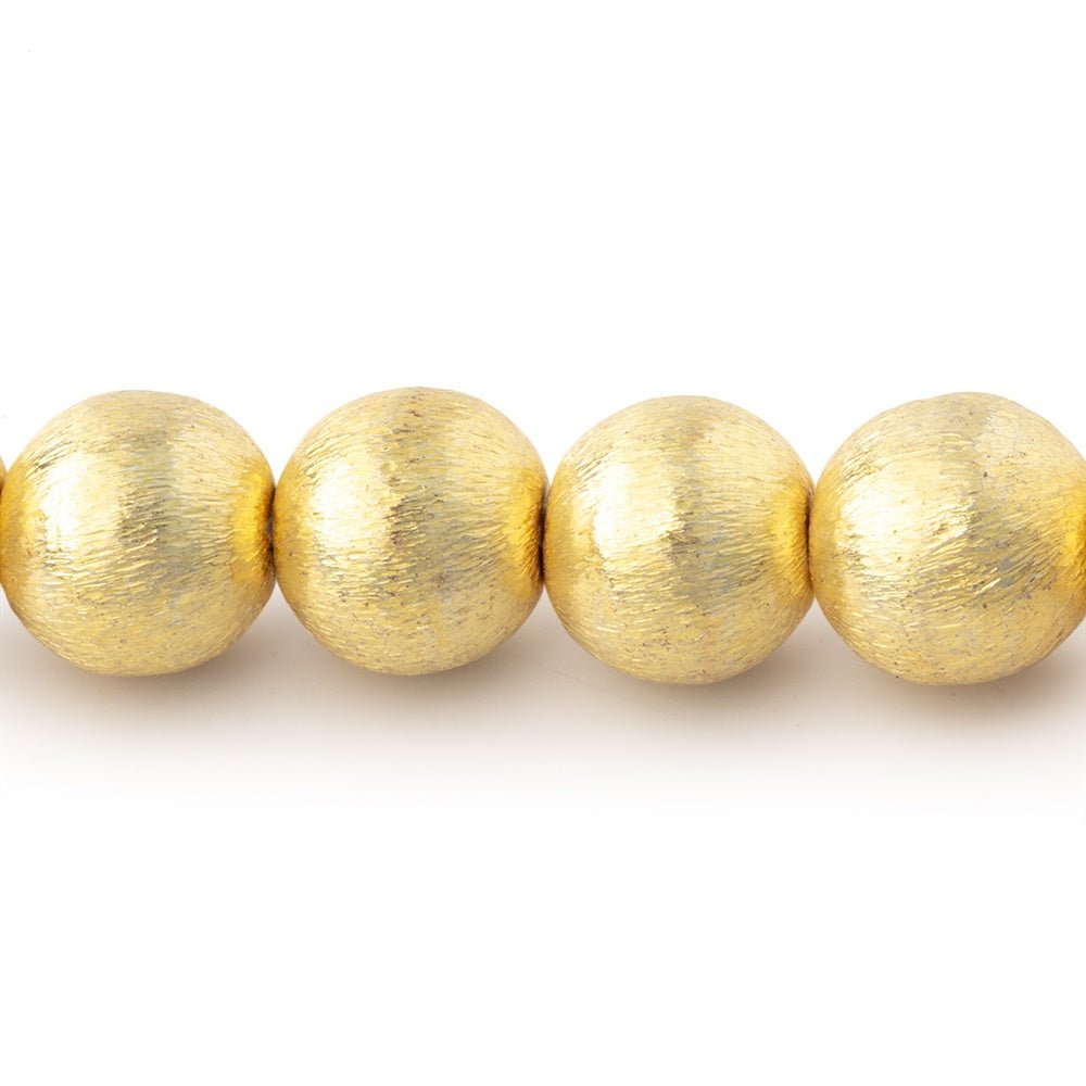 10mm 22kt Gold Plated Brushed Round Bead 8 inch 22 pieces