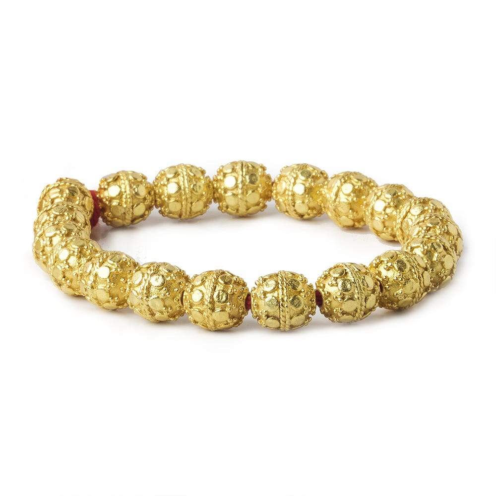 10mm 22kt Gold Plated Copper Bead Round Dots 8 inch 18 pieces