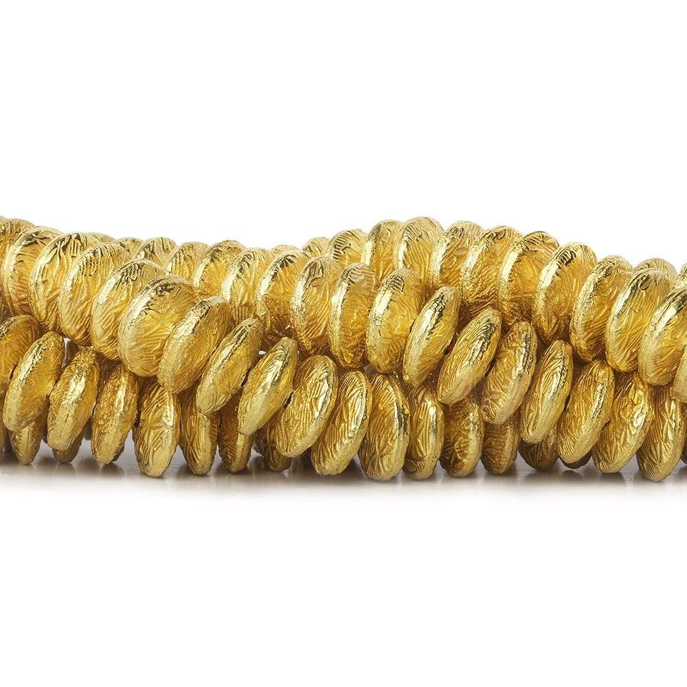 10mm 22kt Gold Plated Copper Disc with Crosshatch Pattern 8 inch 52 pieces
