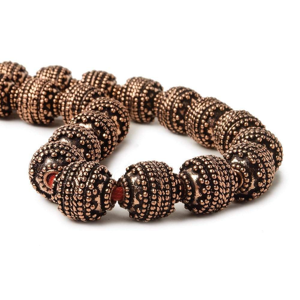 10mm Antiqued Copper Bead Bead Round Concentric Miligrain 8 inch 18 pcs