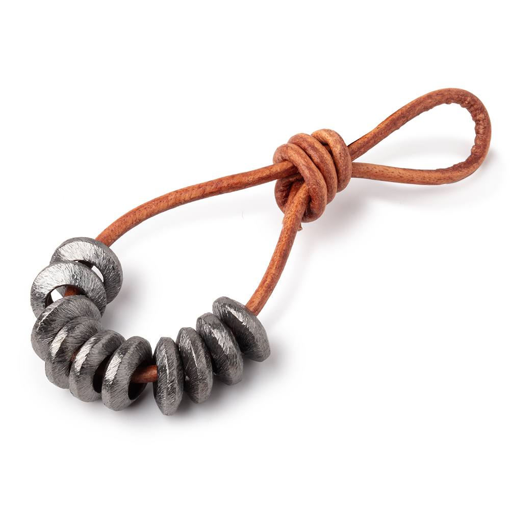 10mm Black Gold Plated Copper Brushed Disc Large Hole Beads Set of 10 pieces