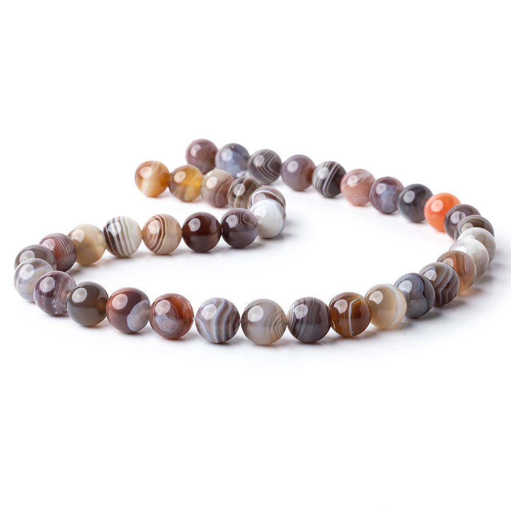 10mm Botswana Agate plain round beads 16 inch 39 pieces AAA