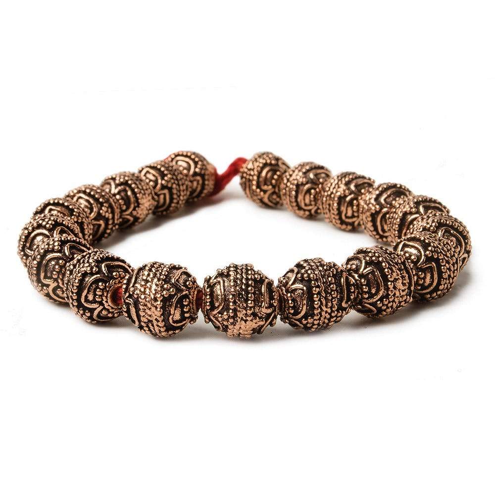 10mm Copper Bead Bead Round Four Leaf tip 8 inch 18 pcs