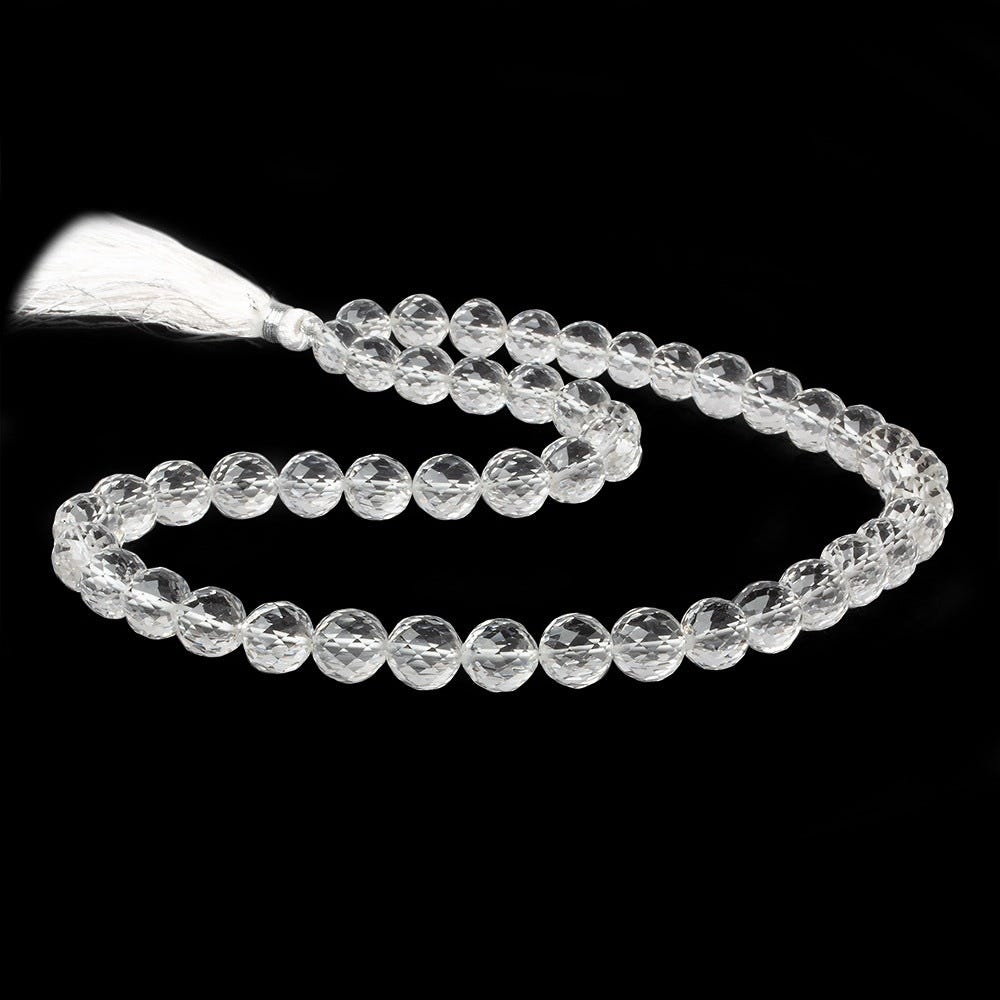 10mm Crystal Quartz Concave Faceted Round Beads 16 inch 43 pieces