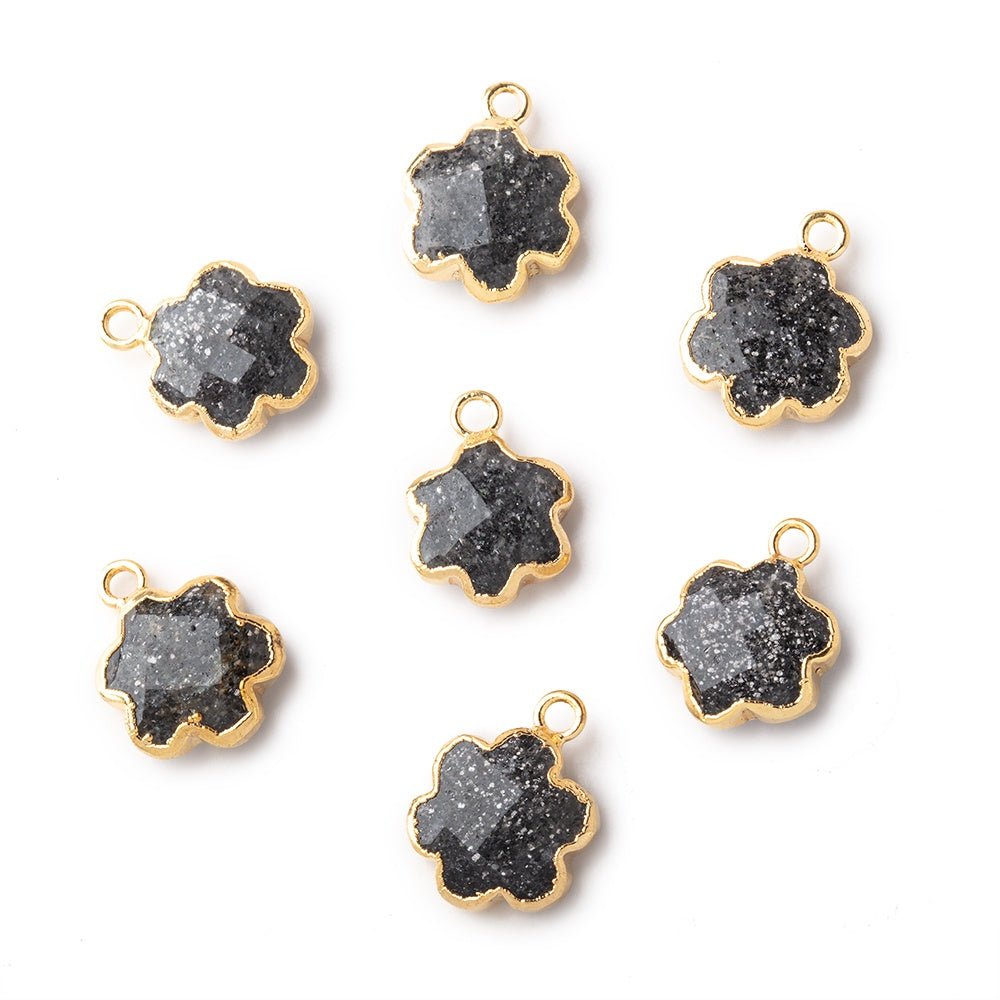 10mm Gold Leafed Celestial Quartz Faceted Flower Focal Pendant 1 piece