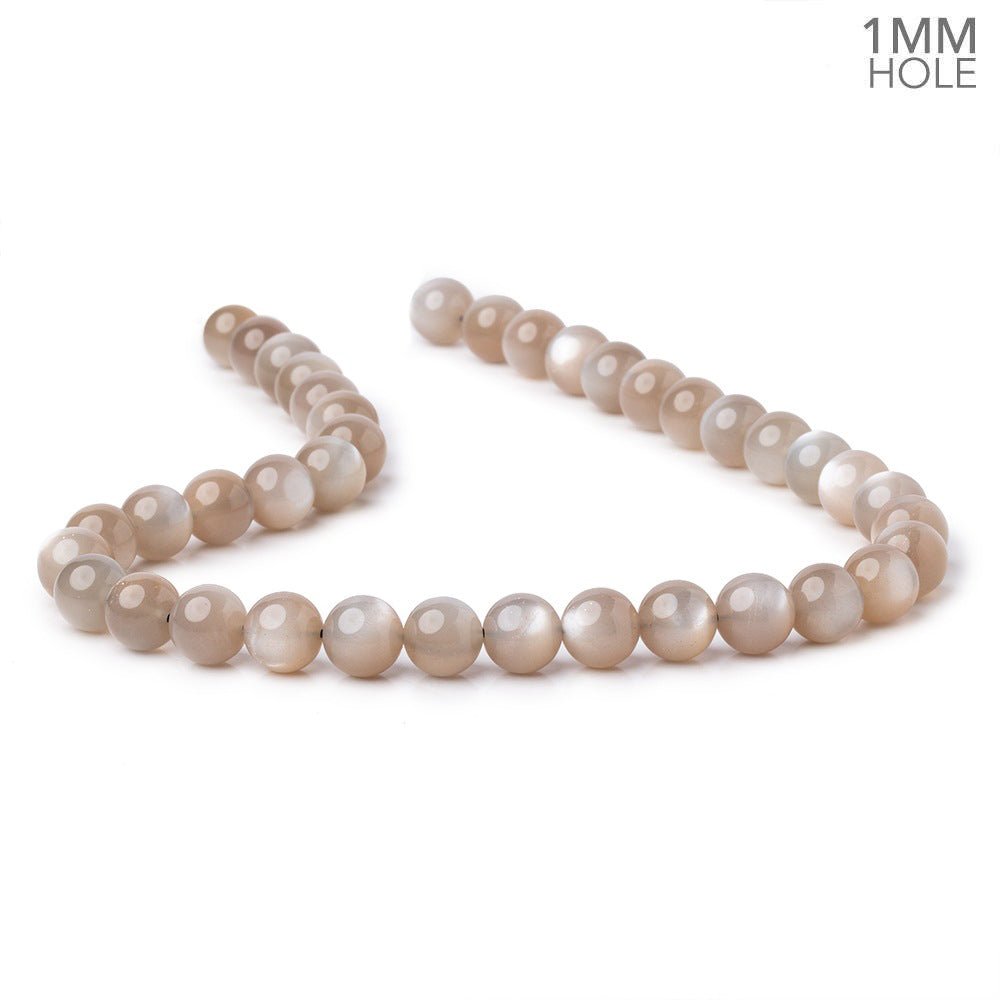 10mm Greige Moonstone Plain Round Beads 15.5 inch 39 pieces AAA 1mm Hole