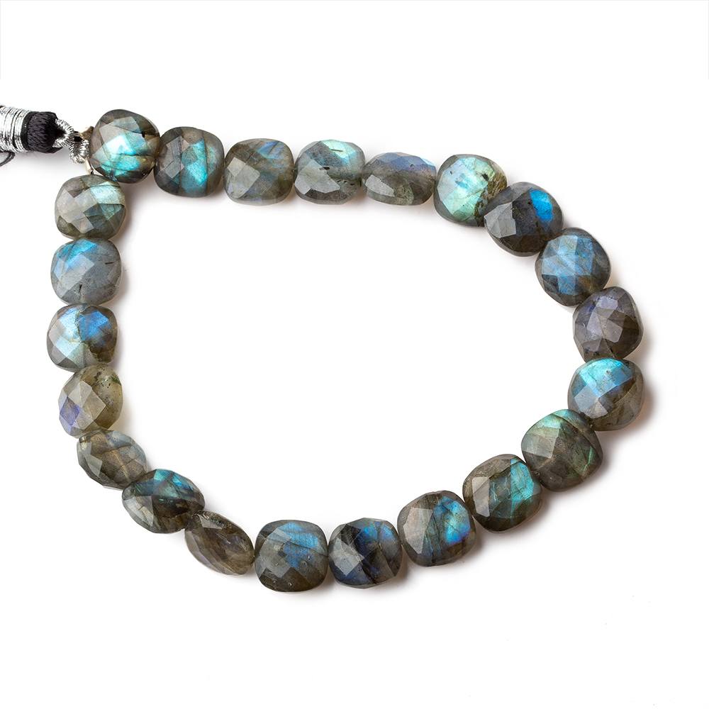 10mm Labradorite faceted pillows 8.5 inch 20 beads A