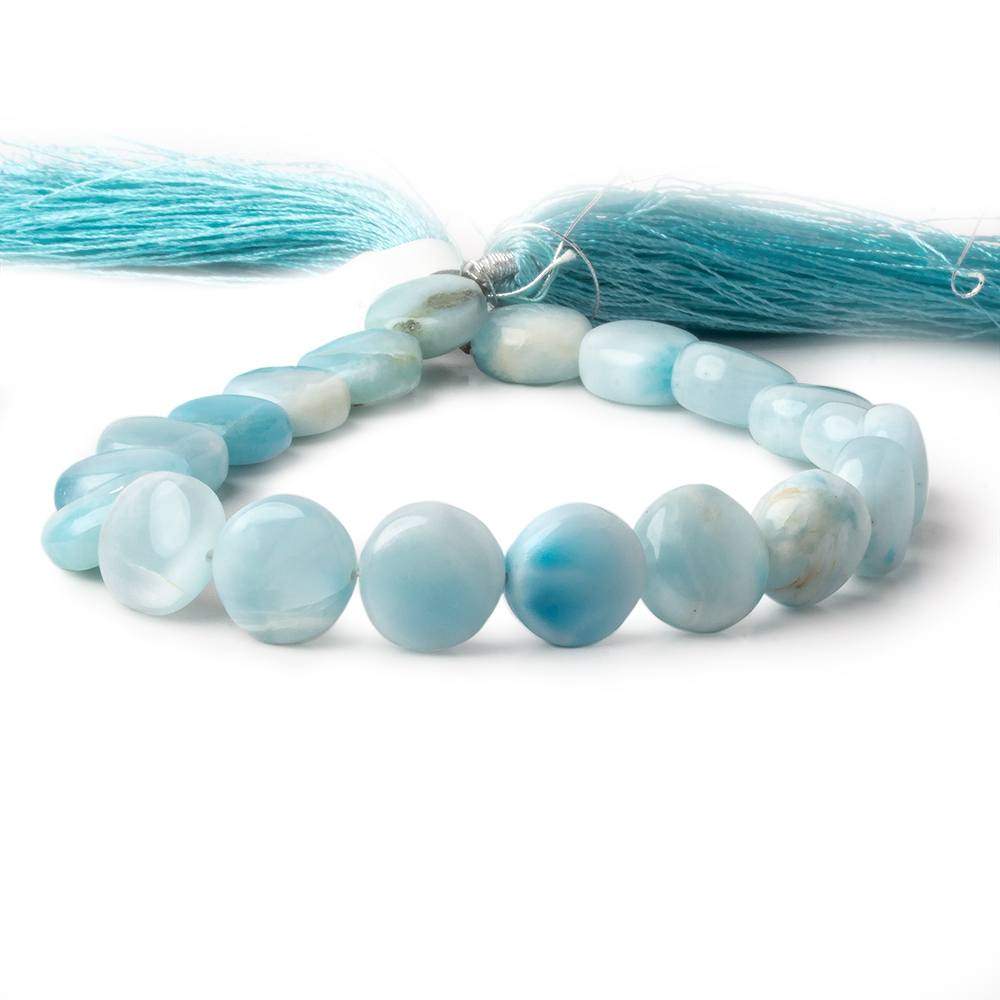 10mm Larimar plain coin beads 8 inch 19 pieces AA Grade