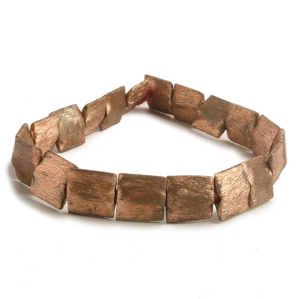 10mm Copper Brushed Square Beads 8 inch 20 pieces