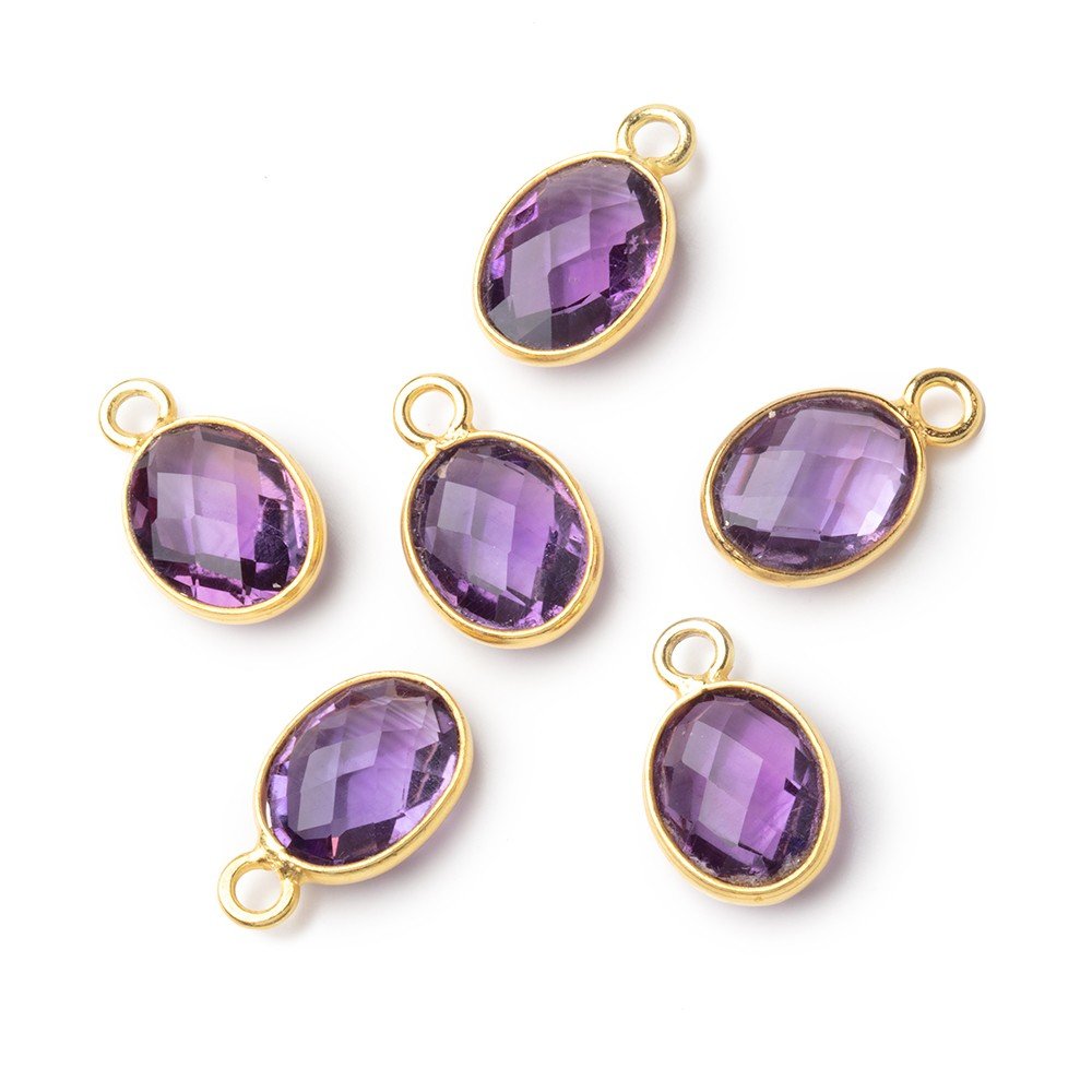 10x8mm Vermeil Bezel Amethyst Faceted Oval Pendant 1 piece