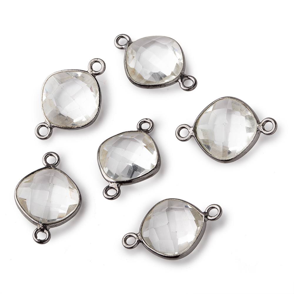 11mm Black Gold Crystal Quartz Faceted Pillow Connector 1 piece