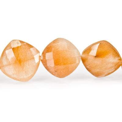 12-14mm Caramel Rutilated Quartz Faceted Pillow Beads 16 inch 32 pcs AAA