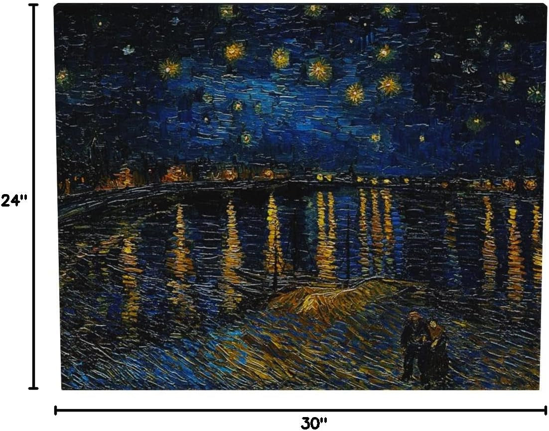 Starry Night Over the Rhone by Van Gogh - Premium Giclee Canvas Print for Stunning Wall Decor (30x24x1.5 inches)