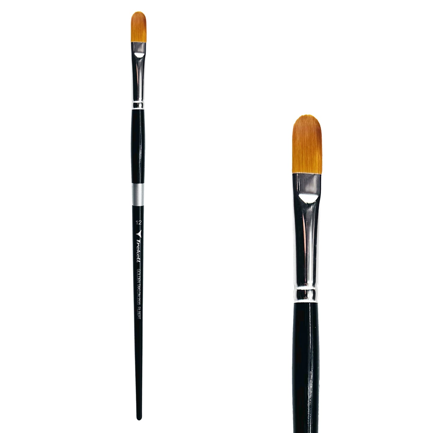 Trekell Golden Taklon Long Handle Artist Brush - Size #12 Filbert