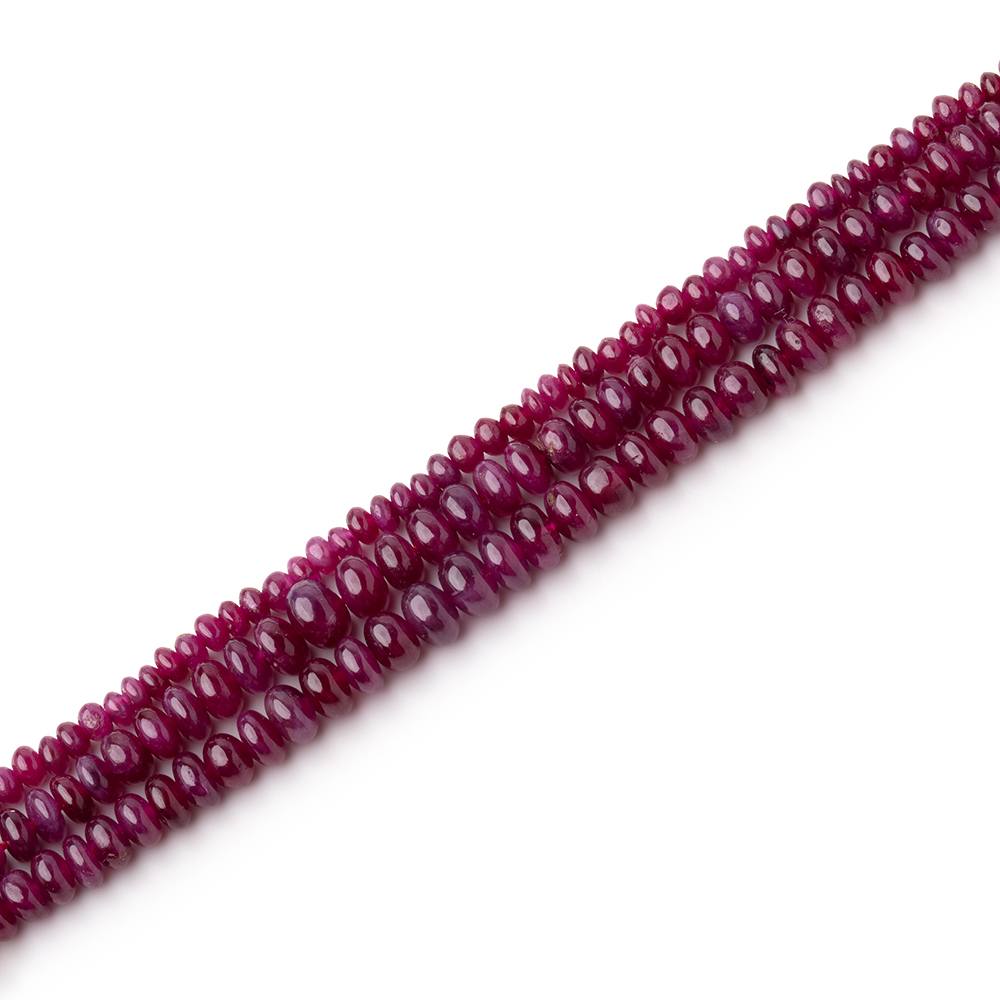 1.5-4mm Ruby Plain Rondelle Beads Lot of 3 Strands AA