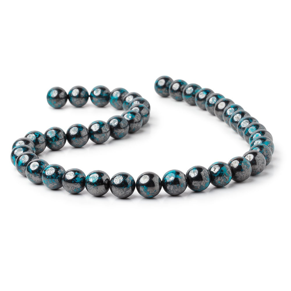 10mm Chrysocolla with Hematite Plain Round 15.5 inch 40 Beads AA