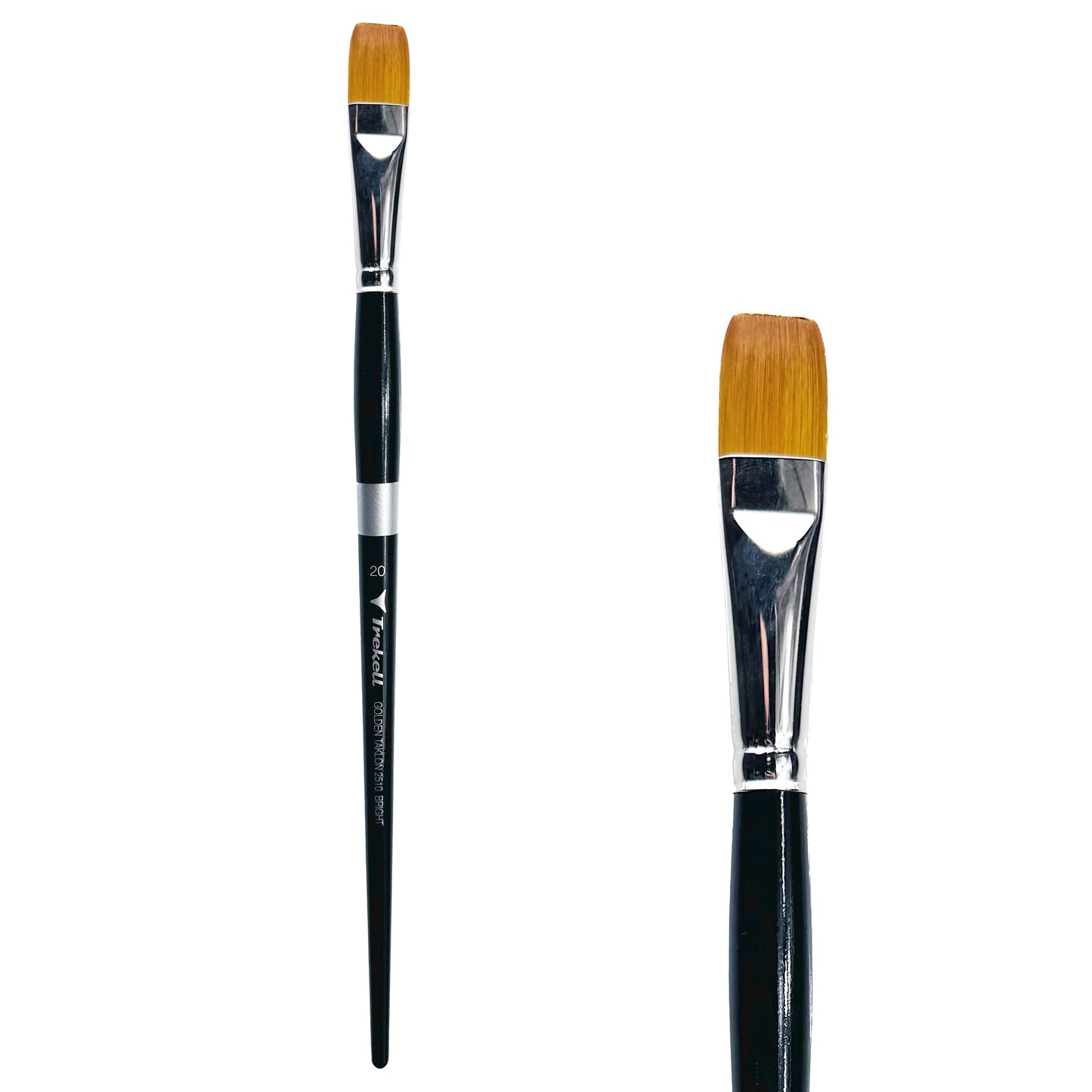 Trekell Golden Taklon Long Handle Artist Brush - Size #20 Bright