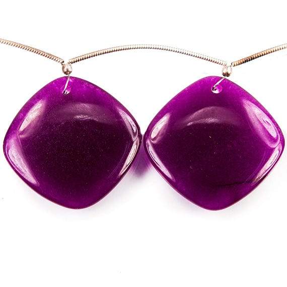 25x25mmGrape Purple Chalcedony Plain Pillow Beads 6 inch 5 pieces