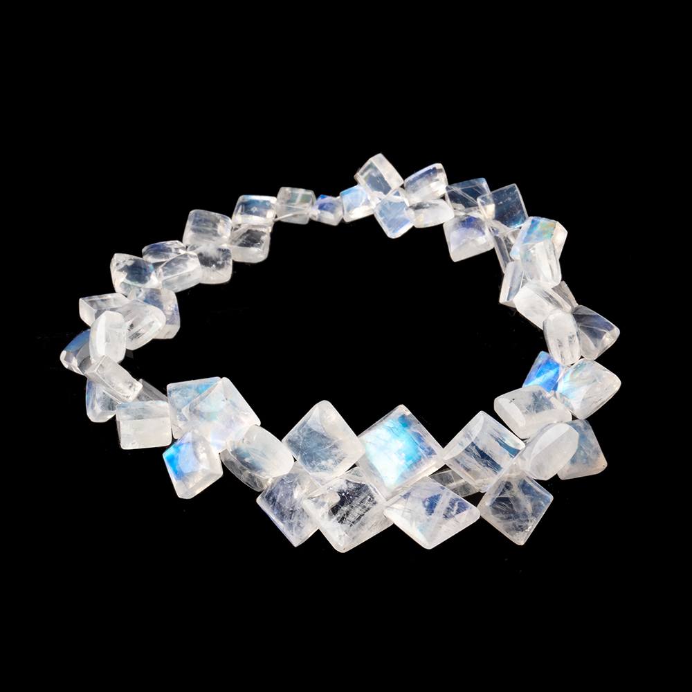 3-8mm Rainbow Moonstone Plain Square Beads 6.5 inch 48 pieces AA