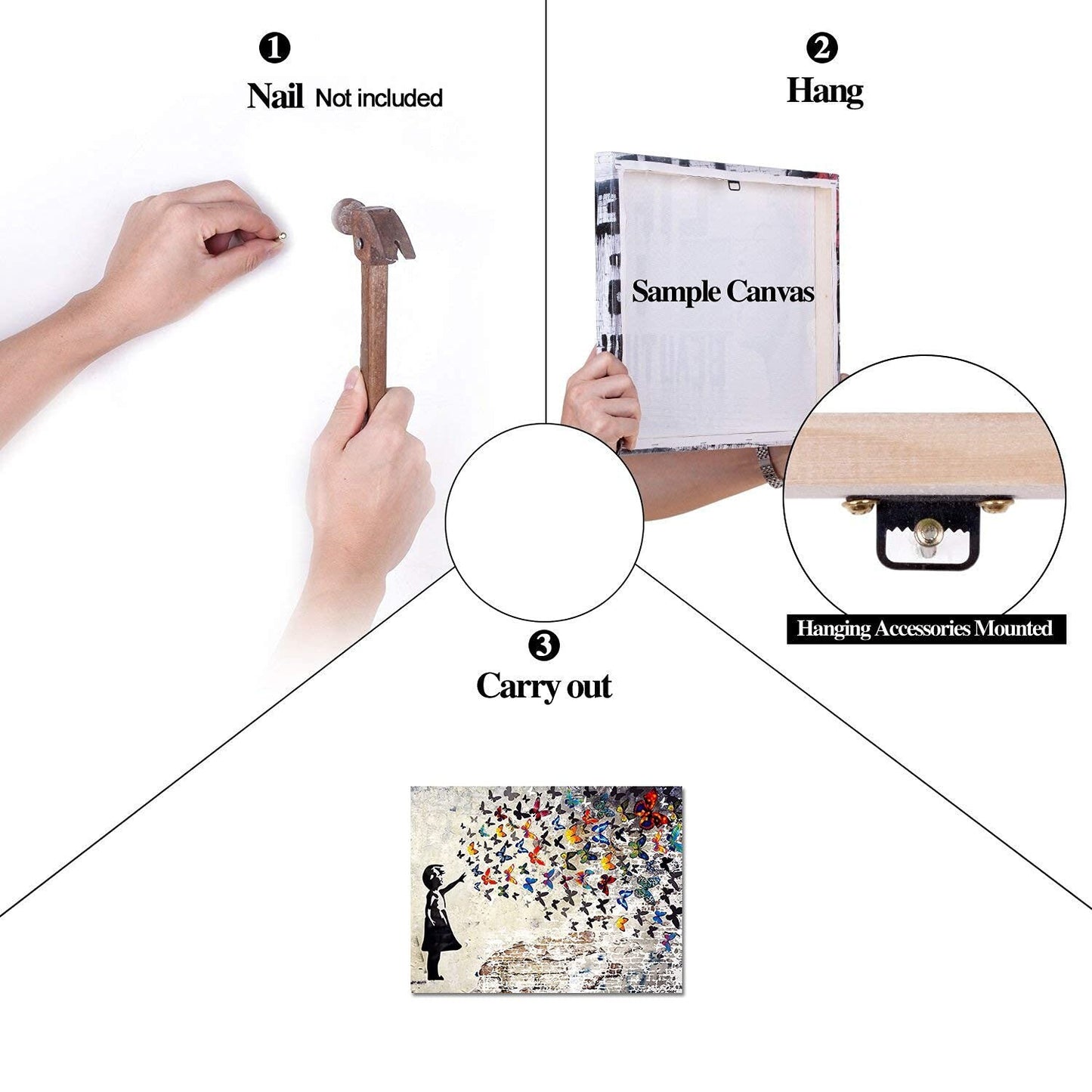 Colorful Graffiti Street Canvas Wall Art Funny Butterfly Banksy Street Art Mu...