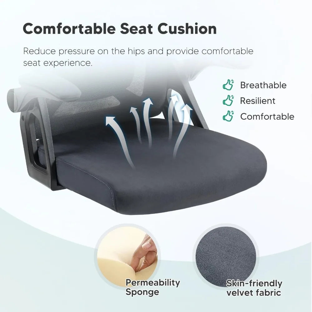 Tall Desk Chairs with Wheels and Flip-Up Armrests for Home Office Desk Gamer Chair Dark Grey Computer Armchair Gaming Ergonomic