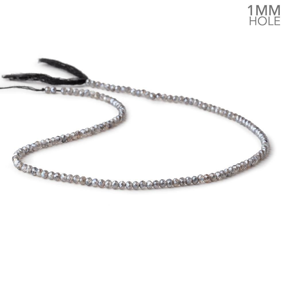 3mm Silver Metallic Labradorite MicroFaceted rondelles 1mm drill hole 140 beads AAA