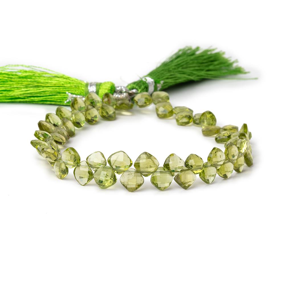 4-5mm Peridot Faceted Pillow Beads 7.25 inch 55 pieces