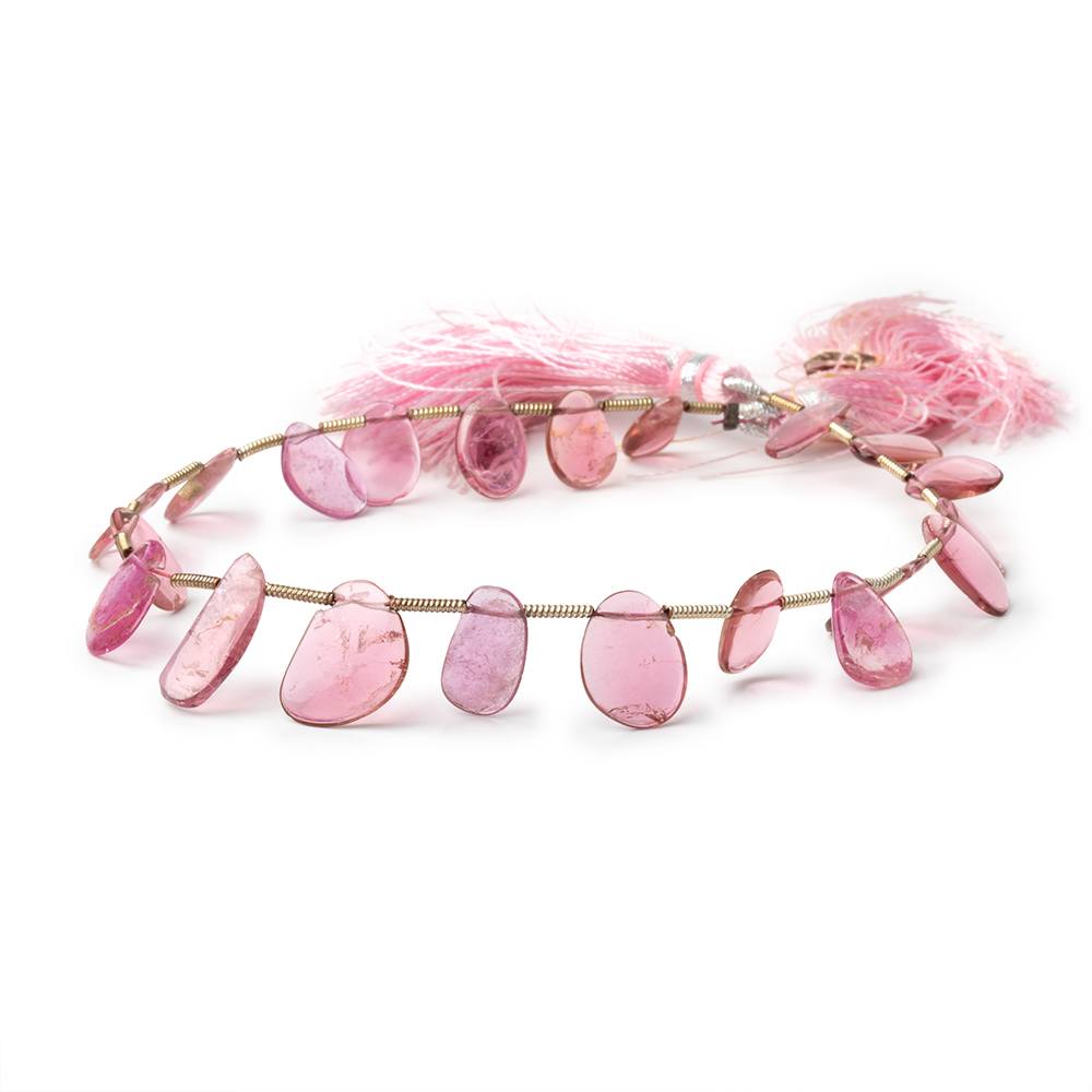 10-12mm Pink Tourmaline Top Drilled Natural Crystal Slices 21 beads