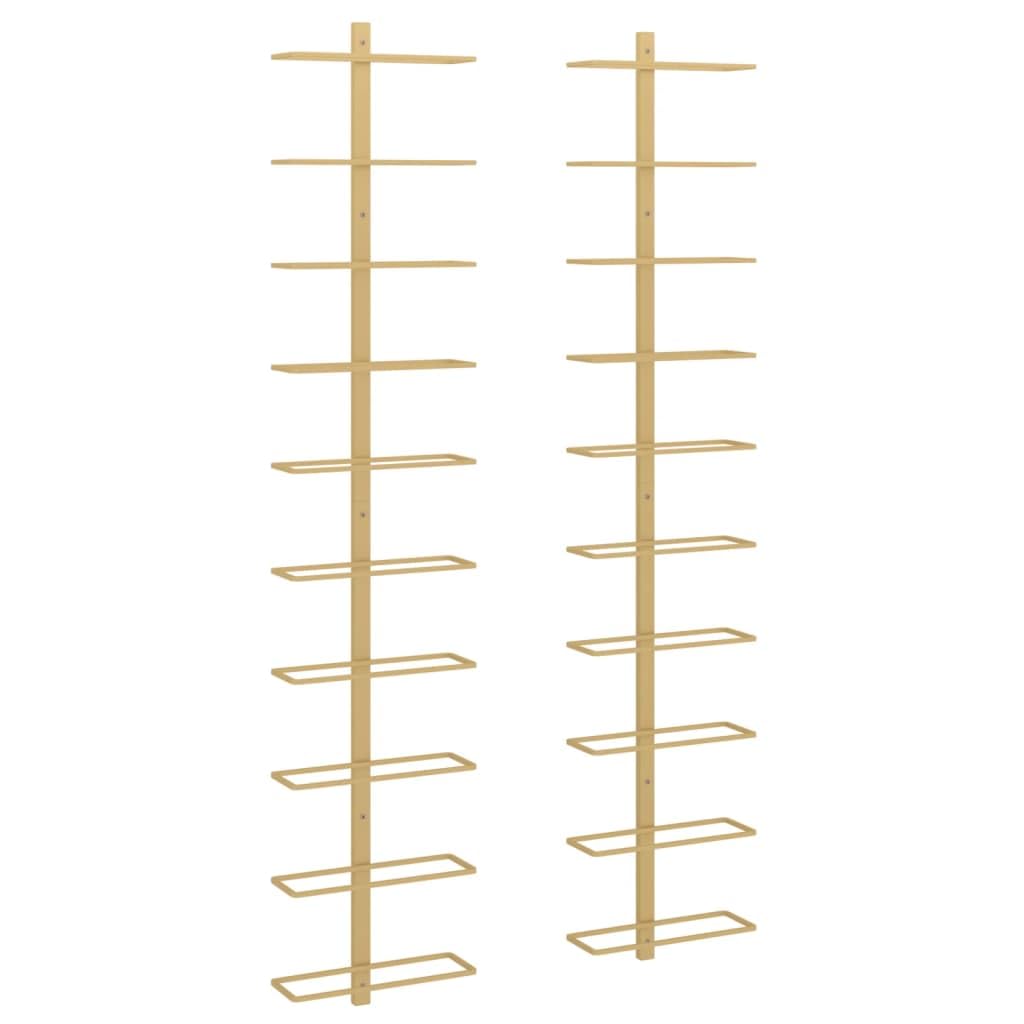 vidaXL Wall-Mounted Wine Rack Gold Metal 10 Bottle Holder - Modern Wine Storage for Kitchens/Bars