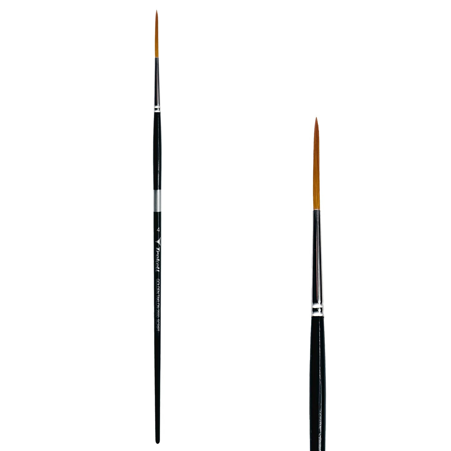 Trekell Golden Taklon Long Handle Artist Brush - Size #4 Script Rigger
