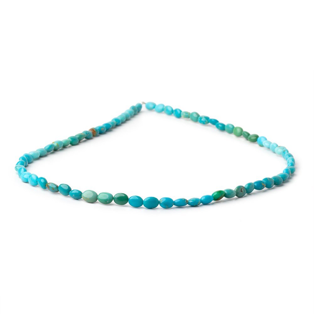5-6.5mm Sleeping Beauty Turquoise Plain Ovals 15.5 inch 65 Beads